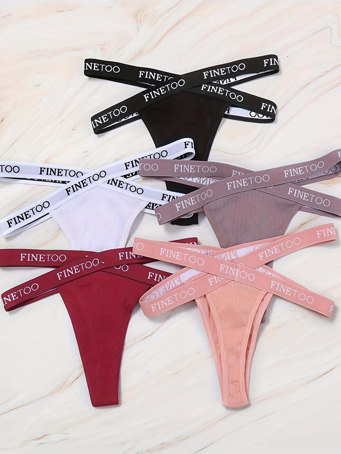 FINETOO 3PCS/Set Sexy Cross Strap Cotton G-string Panties Women