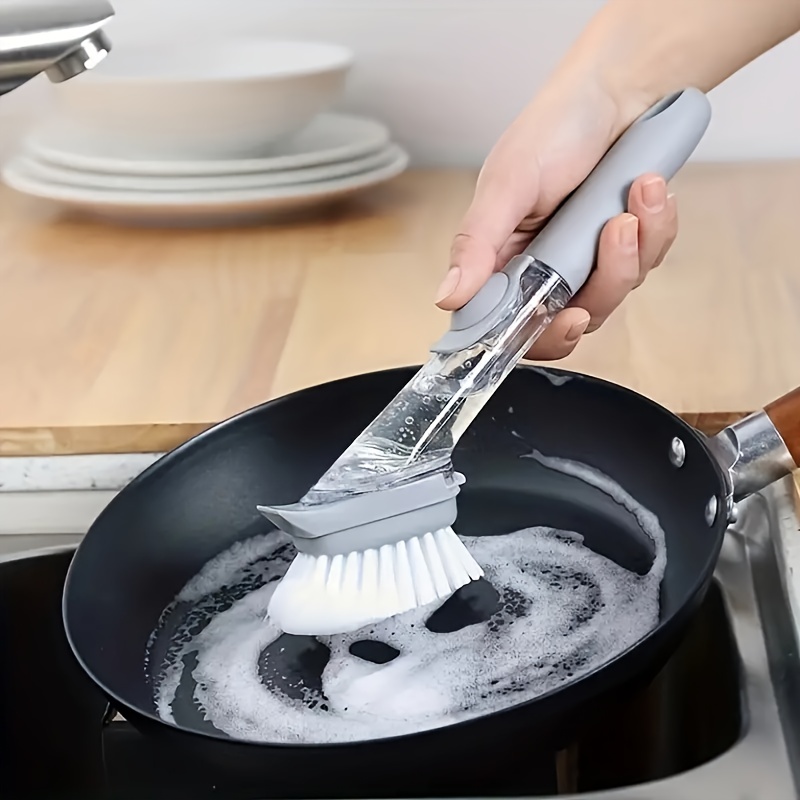Kitchen Dishwashing Brush Long Cleaning Brush w/Liquid Dispenser Removable  Brush