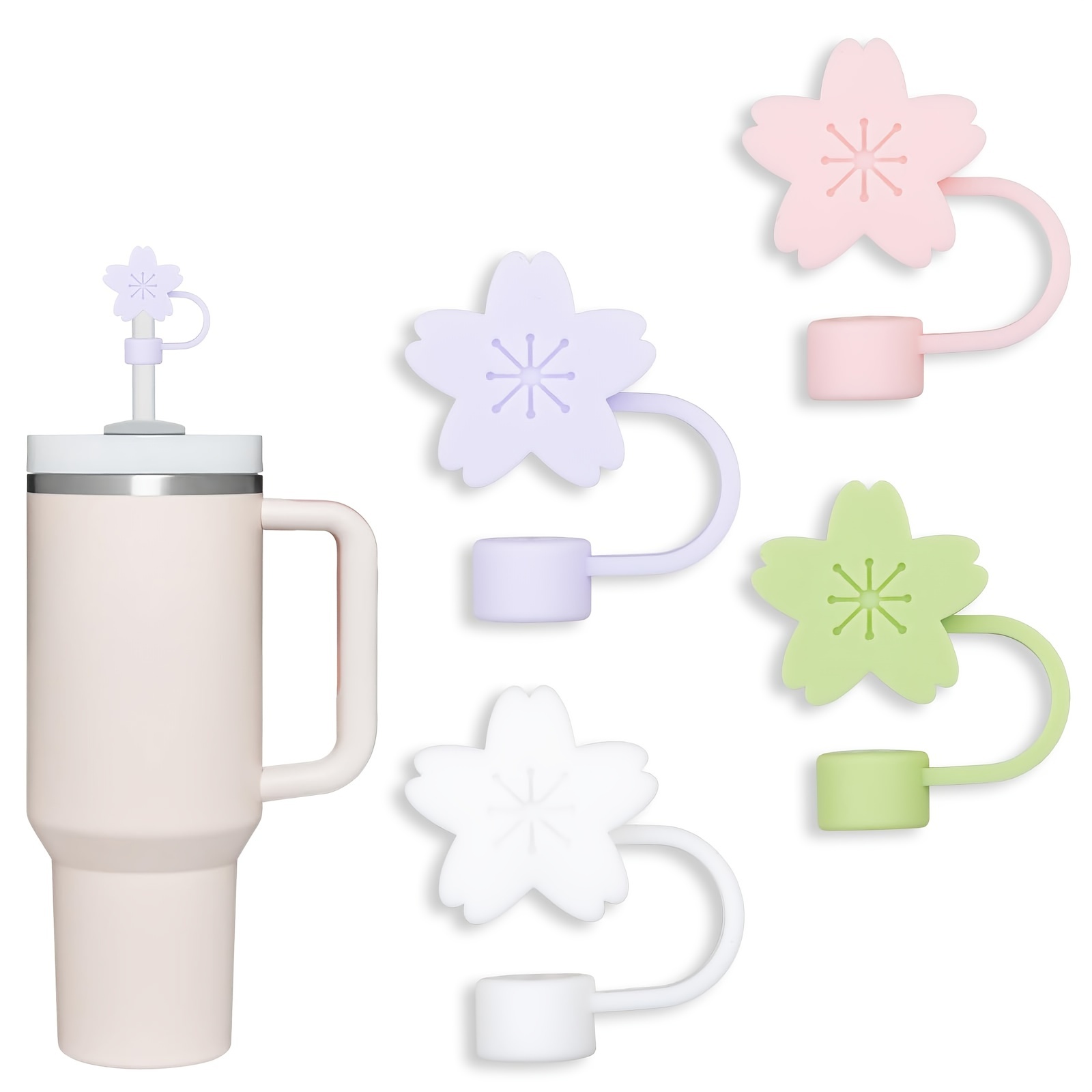 Flower Silicone Cover Cap for Cups, Reusable Dust-Proof 0.4in Lids, Decor  Gift for Parties