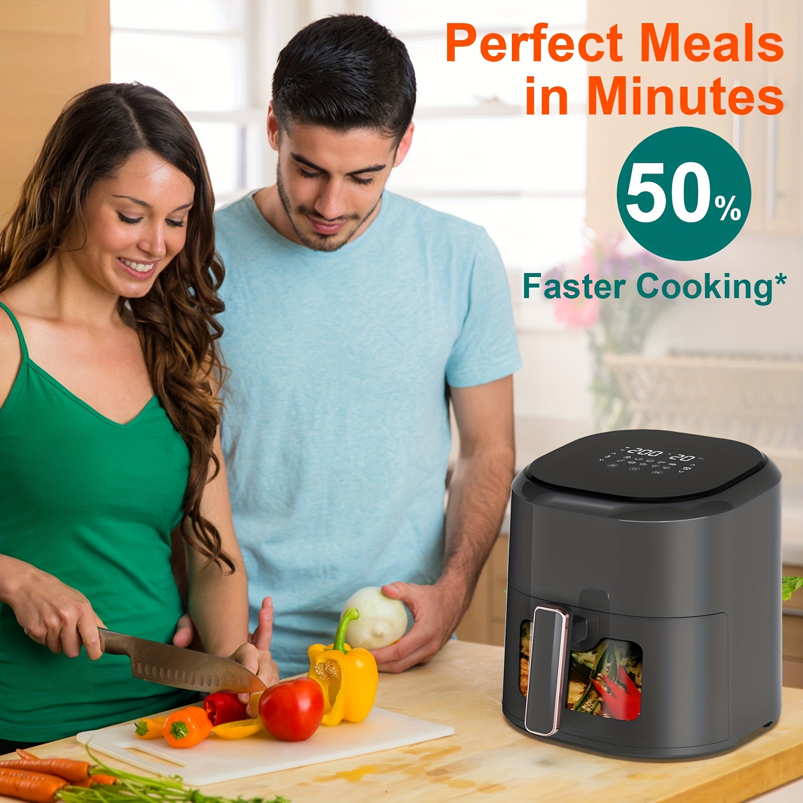 Air Fryer 5 Qt Fast And Convenient Meals, Up To 450°f, Quiet Operation, 85%  Less Oil, 10 Customizable Functions In 1, Compact, Dishwasher Safe, Grey  For Hotels,restaurant, Stalls&food Trucks - Temu