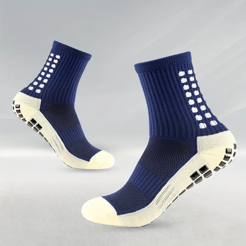 1pair mens sports socks soccer socks non slip thickened football socks grip crew socks details 2