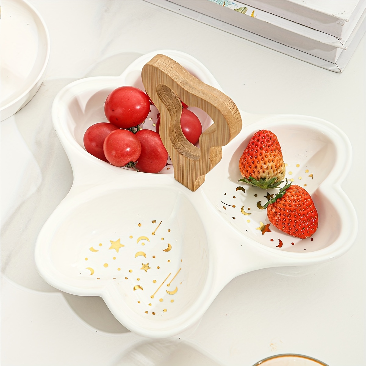 Ceramic Appetizer Platter With 3 Compartment Round shaped - Temu