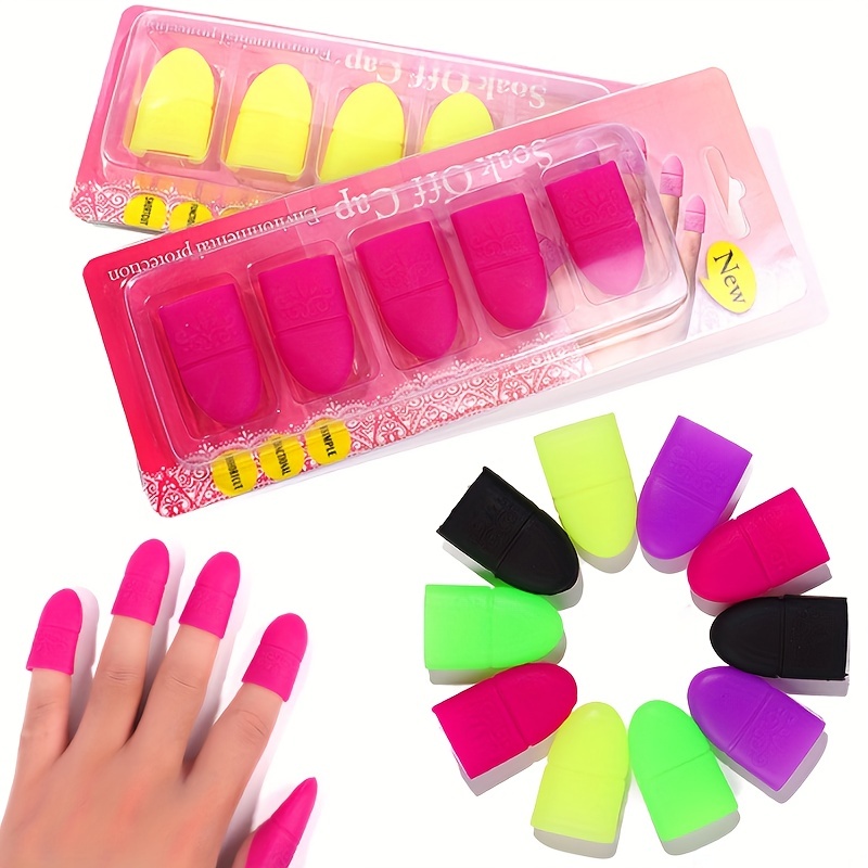 10PCS Nail Art Silicone UV Gel Polish Remover Wraps Soak Off Cap