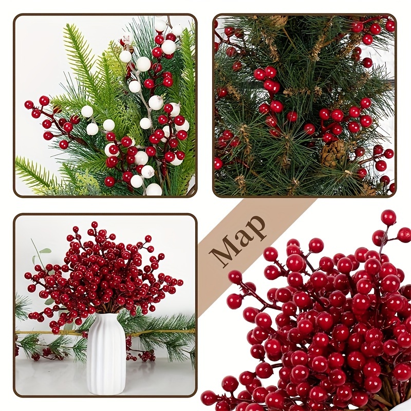 6pcs Berry Stems Artificial Eye-catching Festival Fake Holly Berry