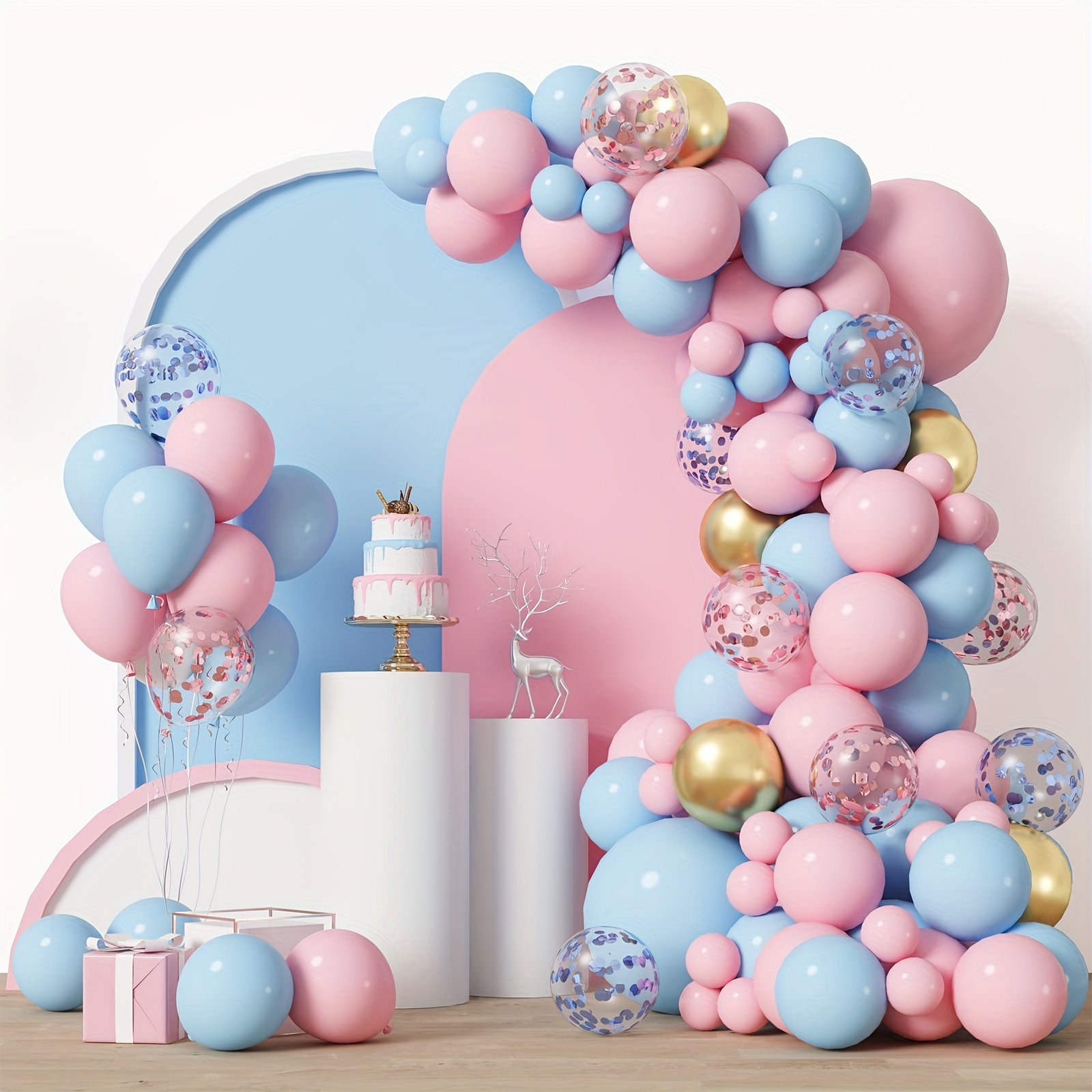 Arche de ballons Blauw /Rose - Forfait ballons 160 pièces Baby