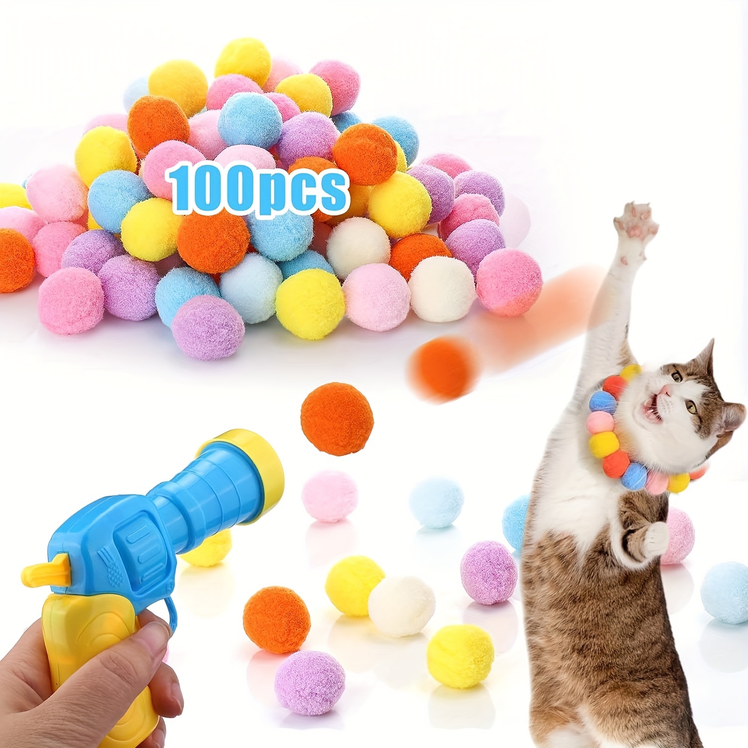 Cat Toys Interactive For Indoor Cats Pom Pom Balls - Temu