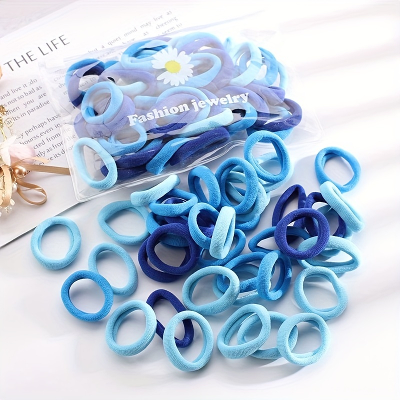 Temu 50Pcs/Bag Soft Towel Hair Bands Seamless Hair Ties, Headbands, Scrunchies Candy Color Hair Ropes Elastic Ponytail Holders Hair Accessories for