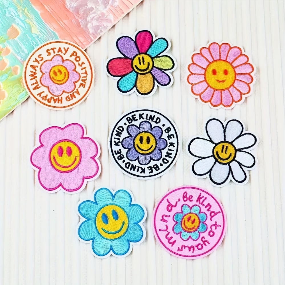 Small Sun Flower Embroidery Patches for Clothing Iron on Kids Clothes  Decoration Appliques Stripes Badge Cloth