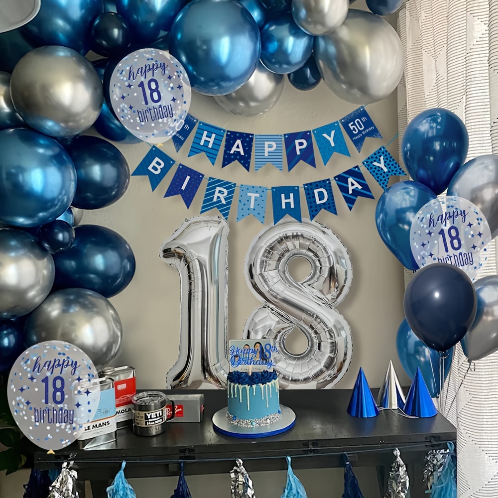 Confettis chiffre 18 bleu : deco de table anniversaire 18 ans
