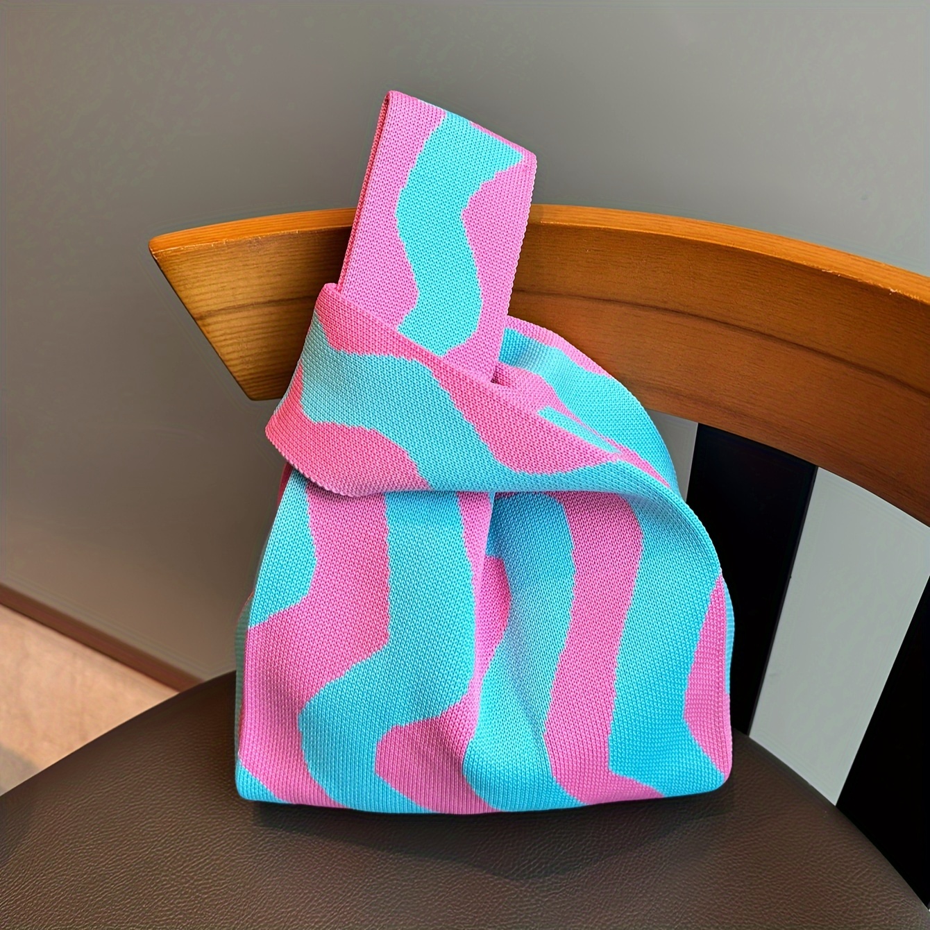 

Colorful Striped Pattern Knitted Satchel Bag, Lightweight Versatile Shopping Handbag, Women's Storage Bag