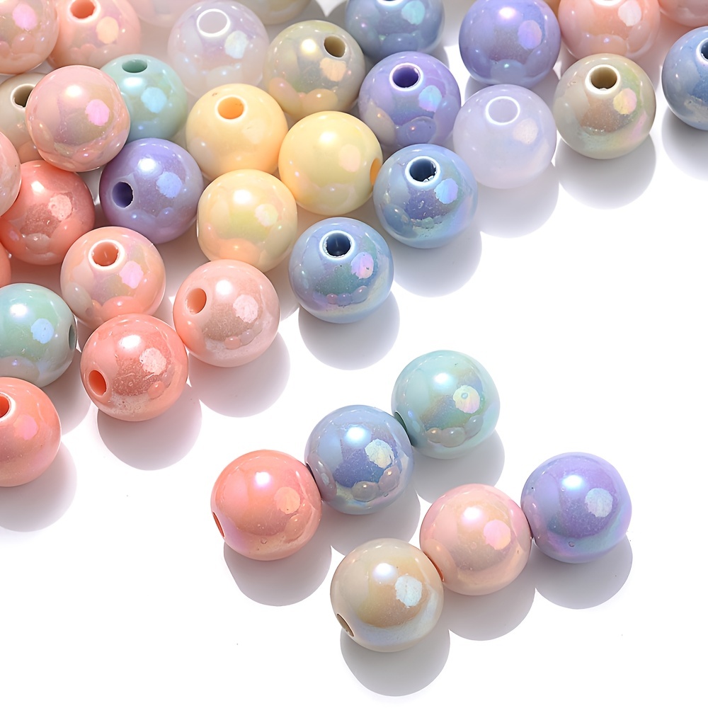 Candy Color Acrylic Round Plastic Pastel Beads Assorted - Temu