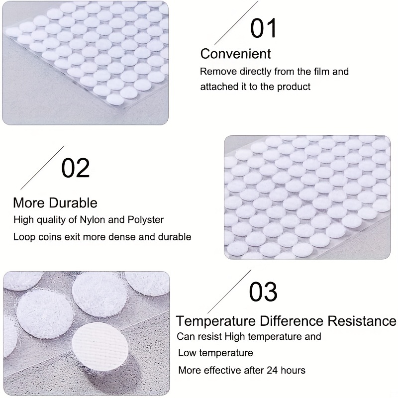  Self Adhesive Dots,2000pcs(1000 Pairs) Strong Adhesive 0.39  inch Diameter Sticky Back Hook Nylon, Loop Dots with Waterproof Sticky Glue  Tapes, Suitable for Classroom, Office, Home : Arts, Crafts & Sewing