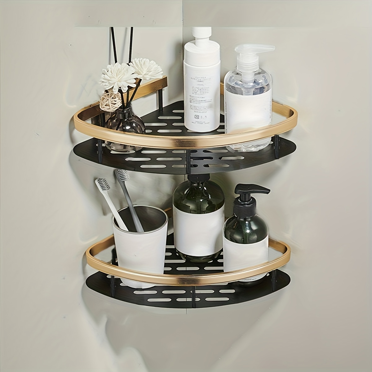 Bathroom Corner Shelf Wall Mounted Storage Rack Waterproof