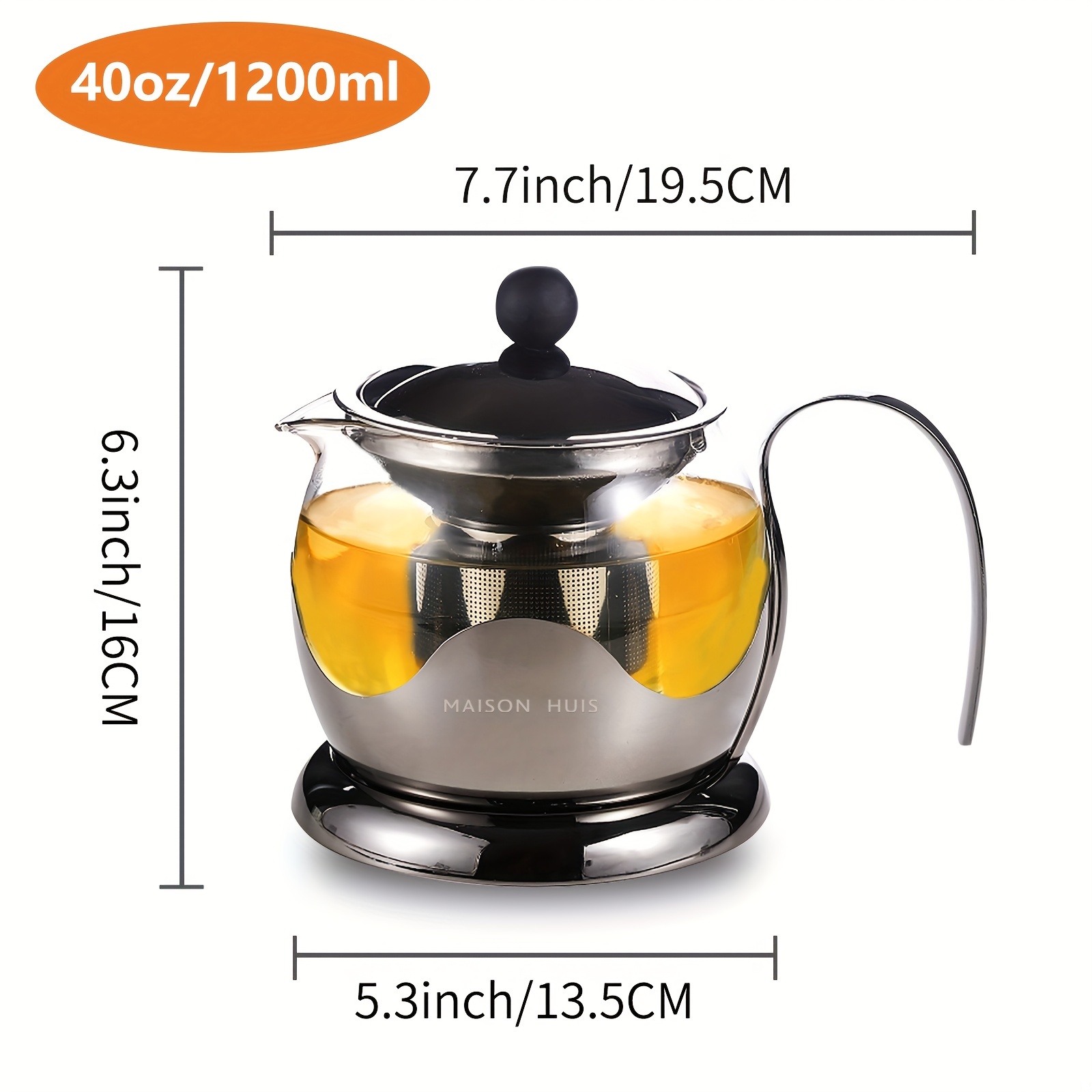 Glass Teapot With Stainless Steel Infuser Lid Clear Glass - Temu