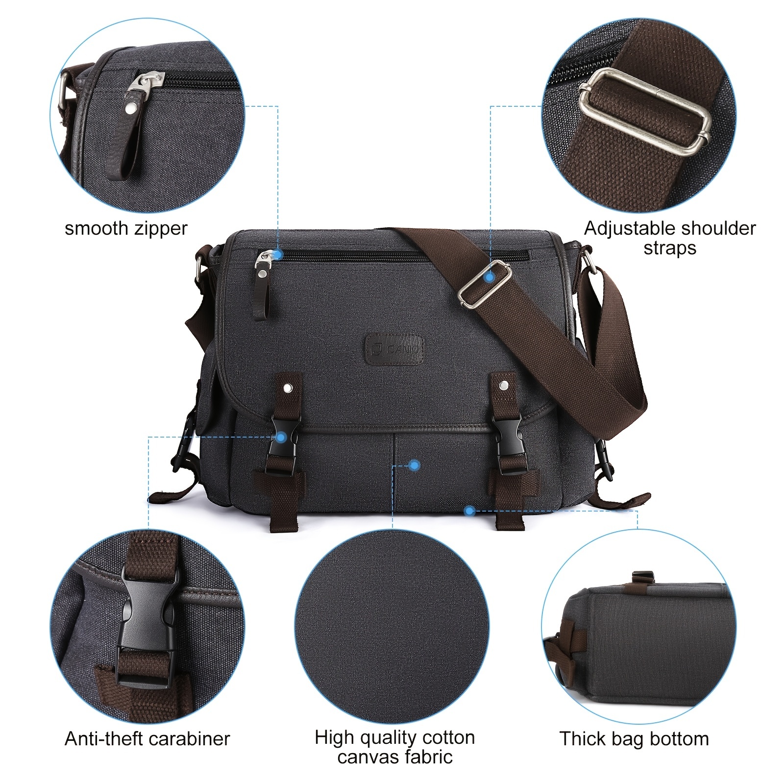 Messenger Bag For Men,water Resistant Unisex Canvas Shoulder Bag