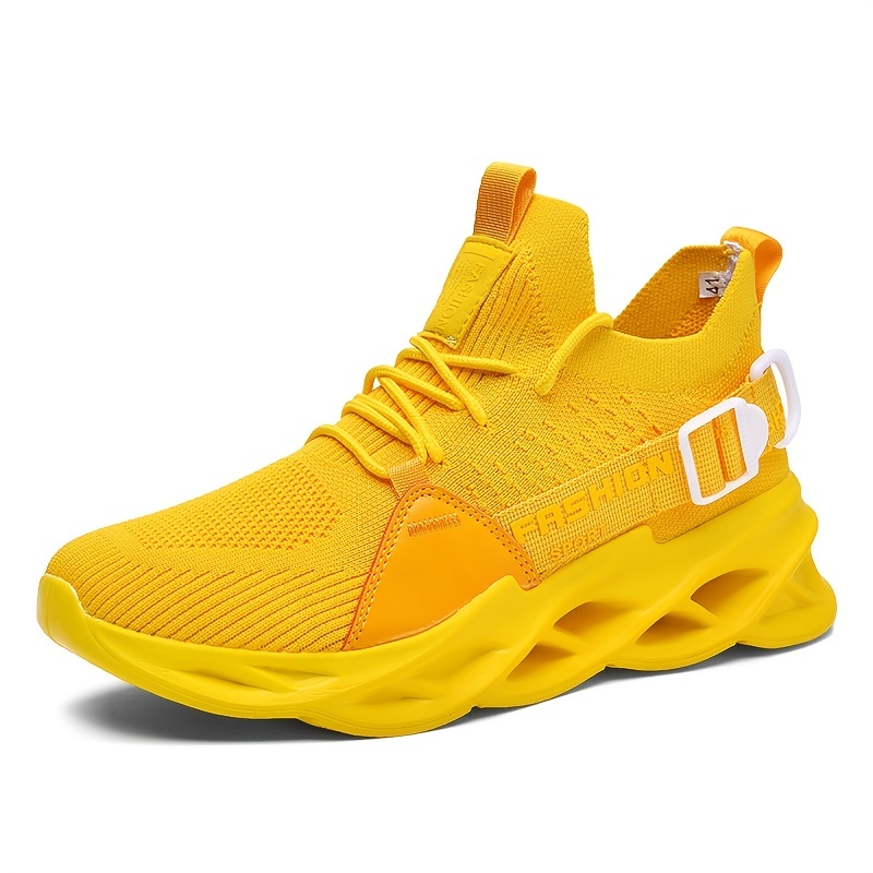 Fashion Yellow Blade Sneakers for Men Women Breathable Weaving