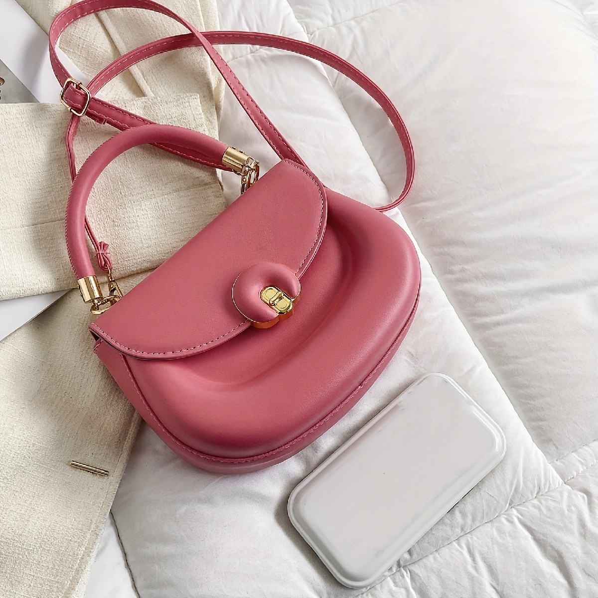 Flap Shoulder Bag Solid Crossbody Top Handle Handbag