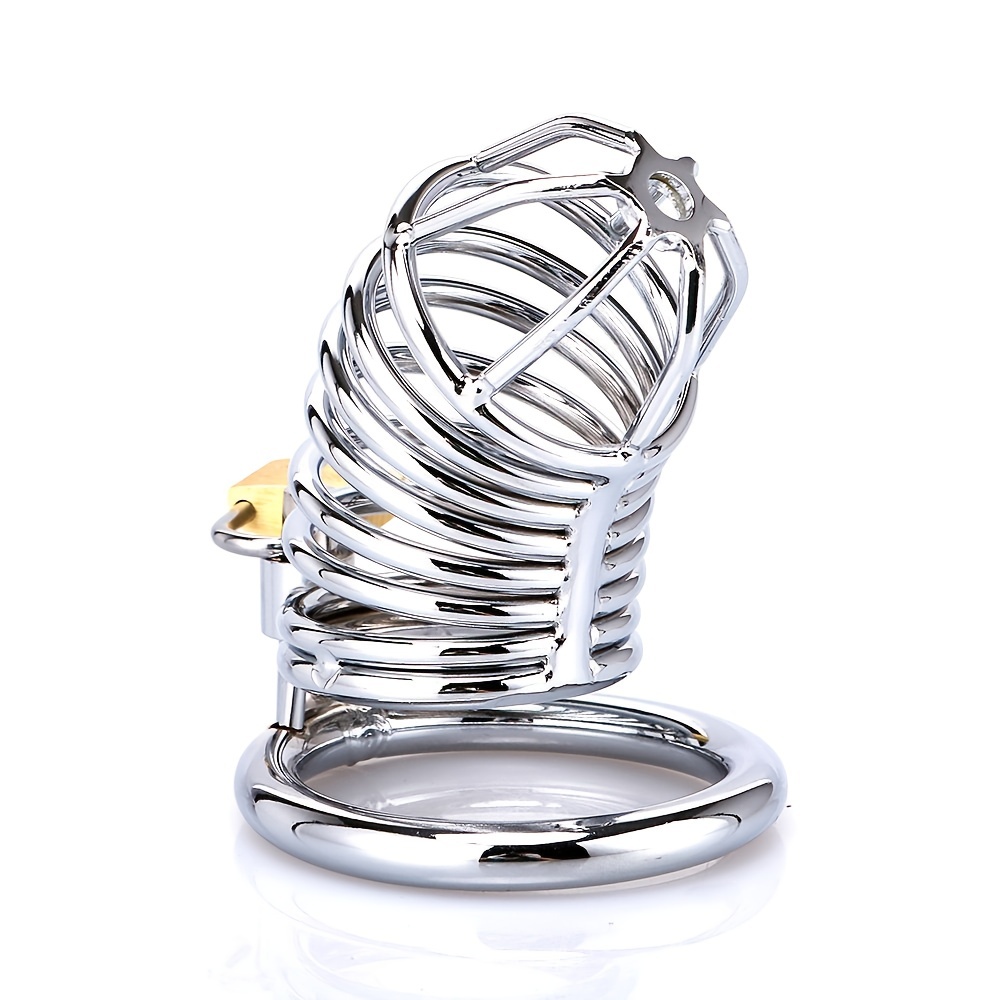 Lock The Cock Metal Male Chastity Cage With Hinged Ring For Beginners