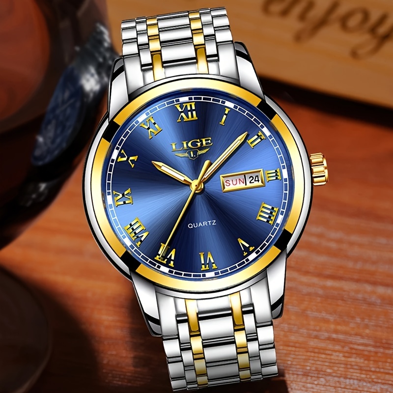 lige stainless steel watch luxury men watches date watch for men business wristwatch man waterproof quartz watches classic clock