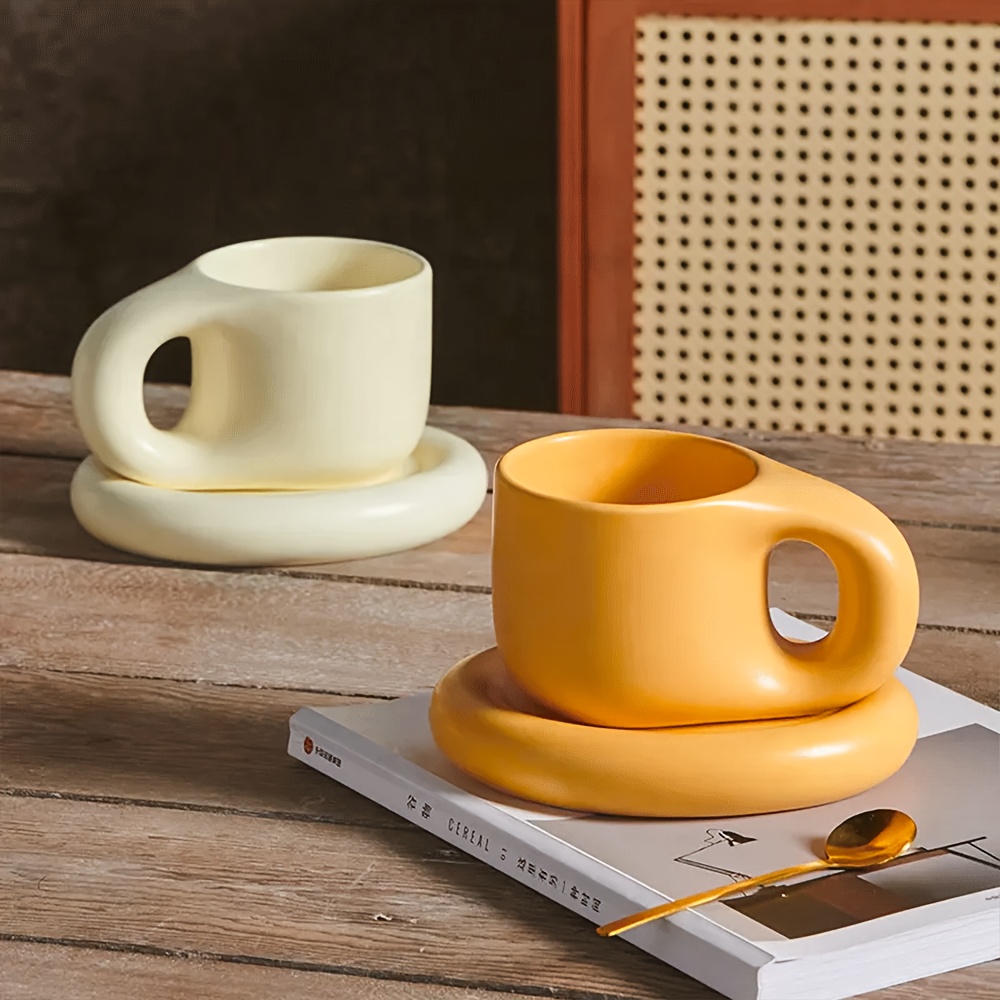 Fatty Coffee Cup With Saucer Set Gift Box Set Ceramic Mug - Temu