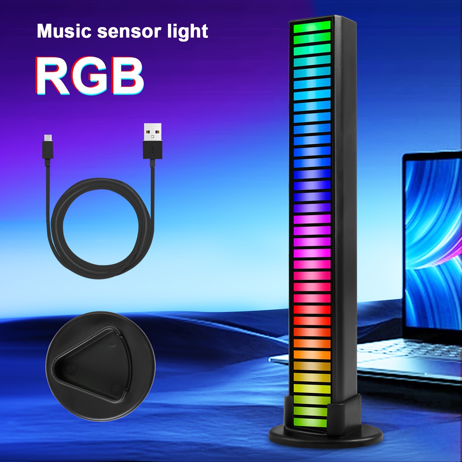 Rgb Music Control Rhythm Light Colorful Led Ambient Light 32 - Temu