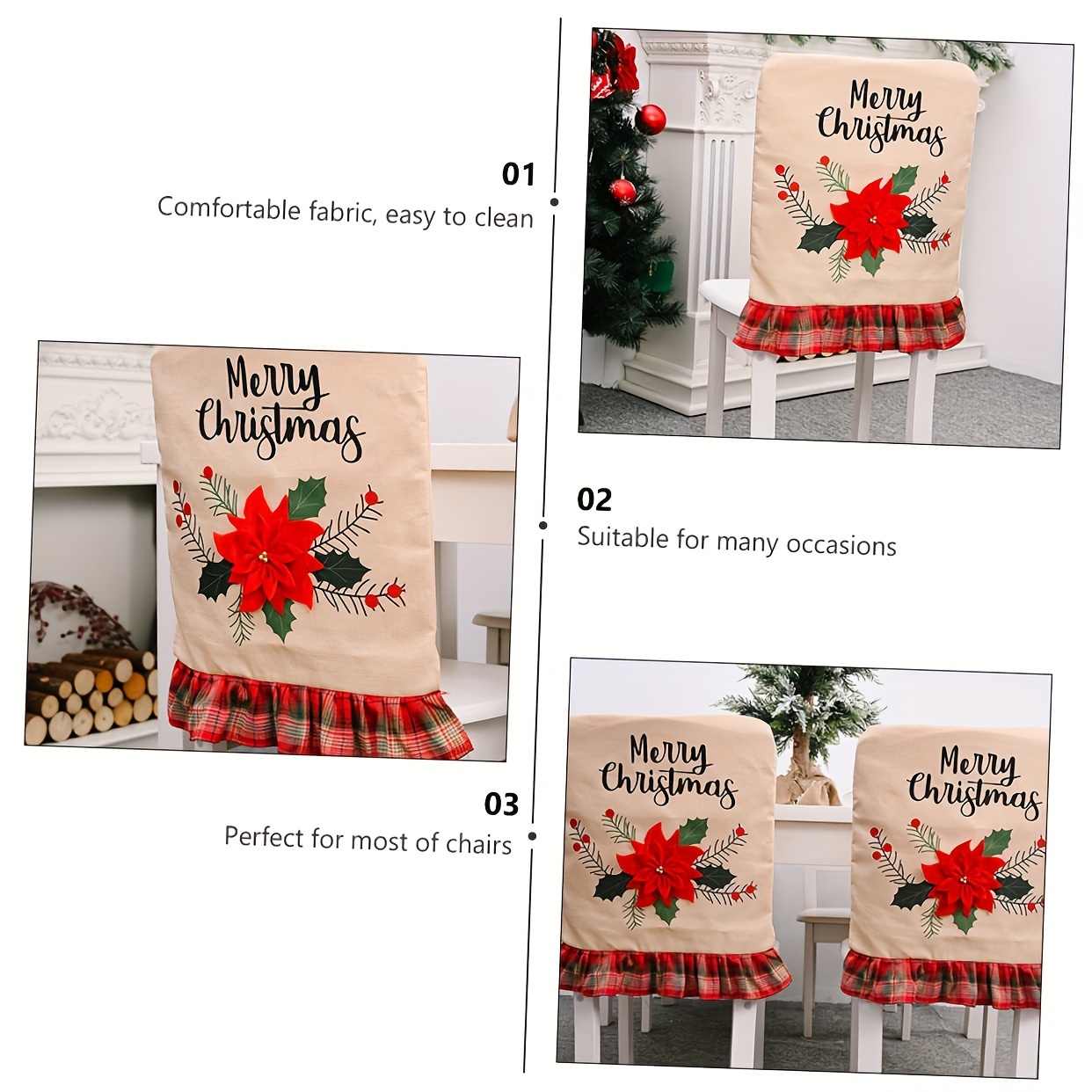 Christmas Dining Chair Cover Snowflake Party Favors Slipcover Hotel