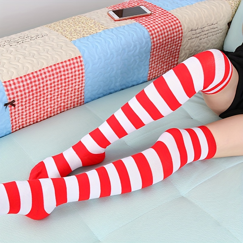 ADOME Women Thigh High Socks Halloween Cosplay Socks with Stripes Over Knee  Socks Casual Long Stockings with Stripes, 1-white with black stripes, One  Size : : Clothing, Shoes & Accessories