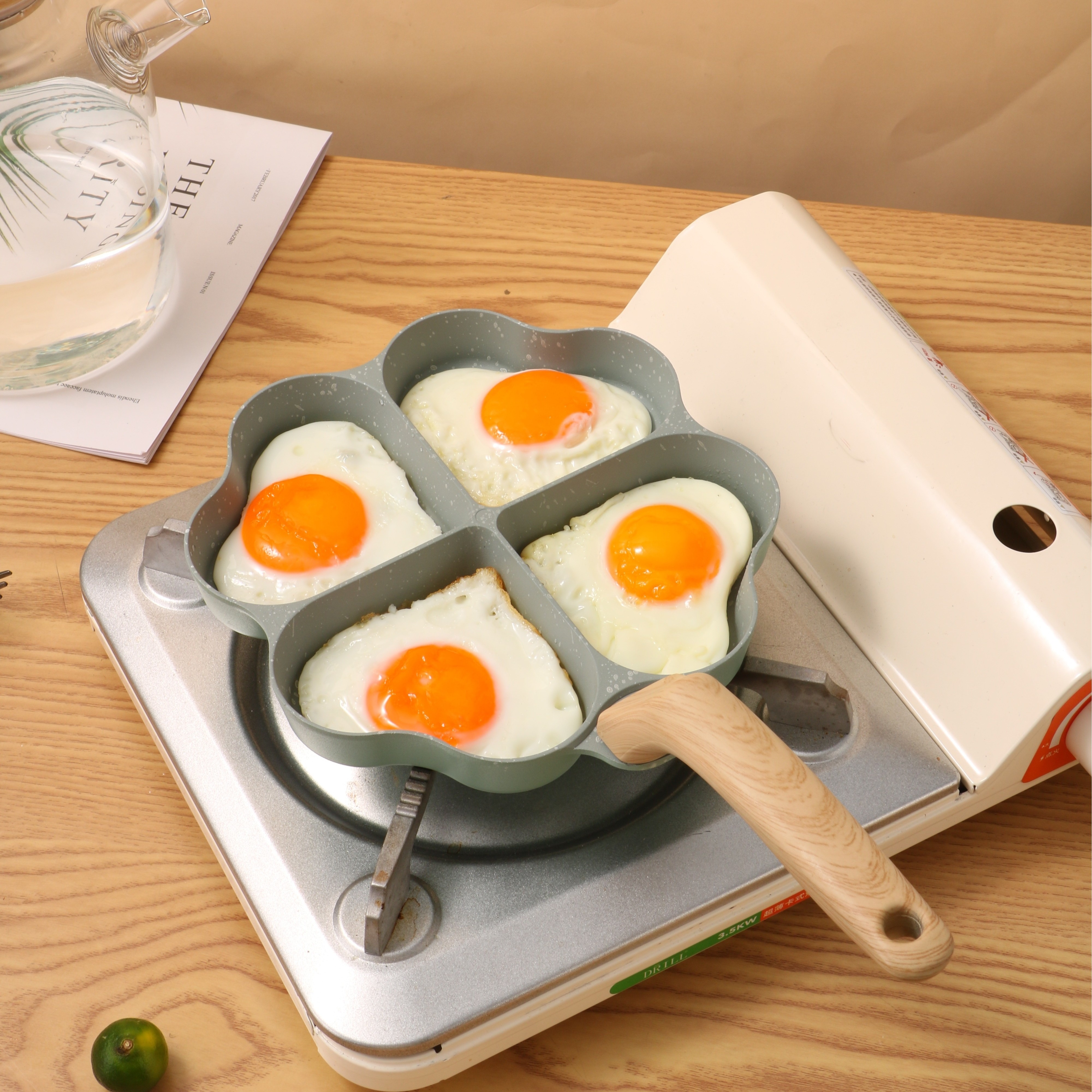  Breakfast Egg Frying Pan, Nonstick 4 Cup Egg Frypan Crepe Pan  Egg Cooker Pan with Handle Kitchen Aluminum Frying Pan Egg Griddle for  Kitchen(#2): Home & Kitchen
