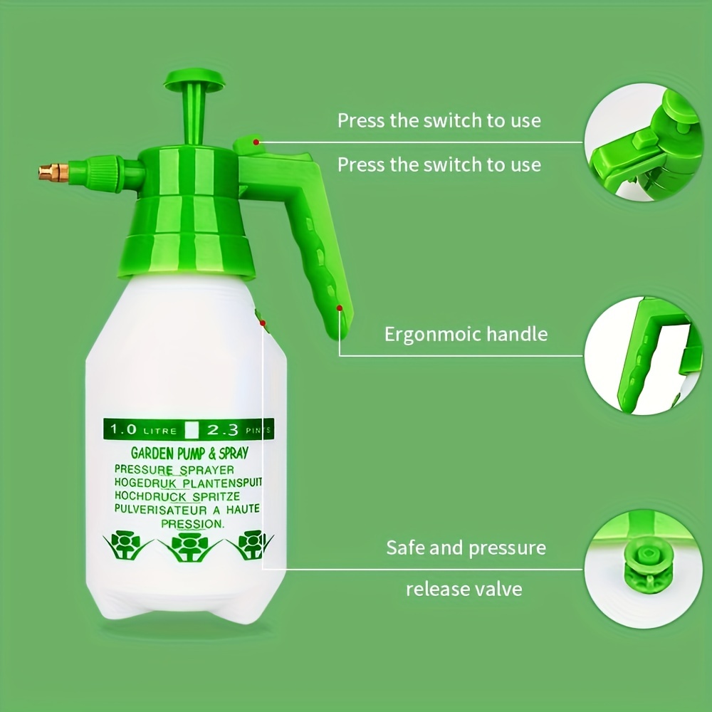 Garden Pump Sprayer Portable,Hand-held Lawn Pressure Pump Sprayer Bottle  with Adjustable Nozzle for Spraying Weeds/Watering/Home Cleaning/Car  Washing