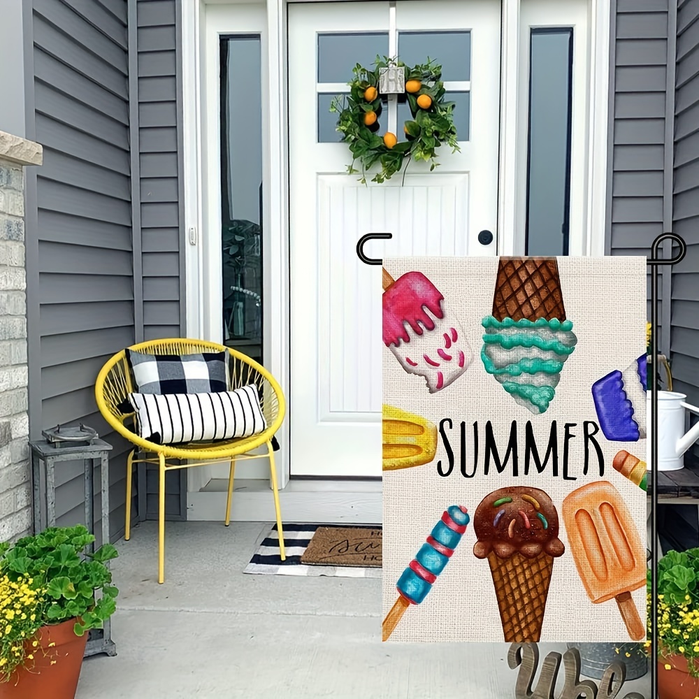 Summer Ice Cream Garden Flag 12x18 Inch Double Sided Seasonal Sign Outside Decor Yard Burlap Small Flags details 5