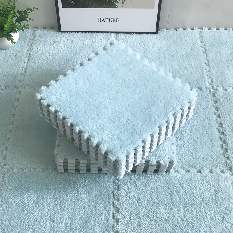 Plush Puzzle Foam Floor Mat Thick Interlocking Fluffy Tiles - Temu Mexico