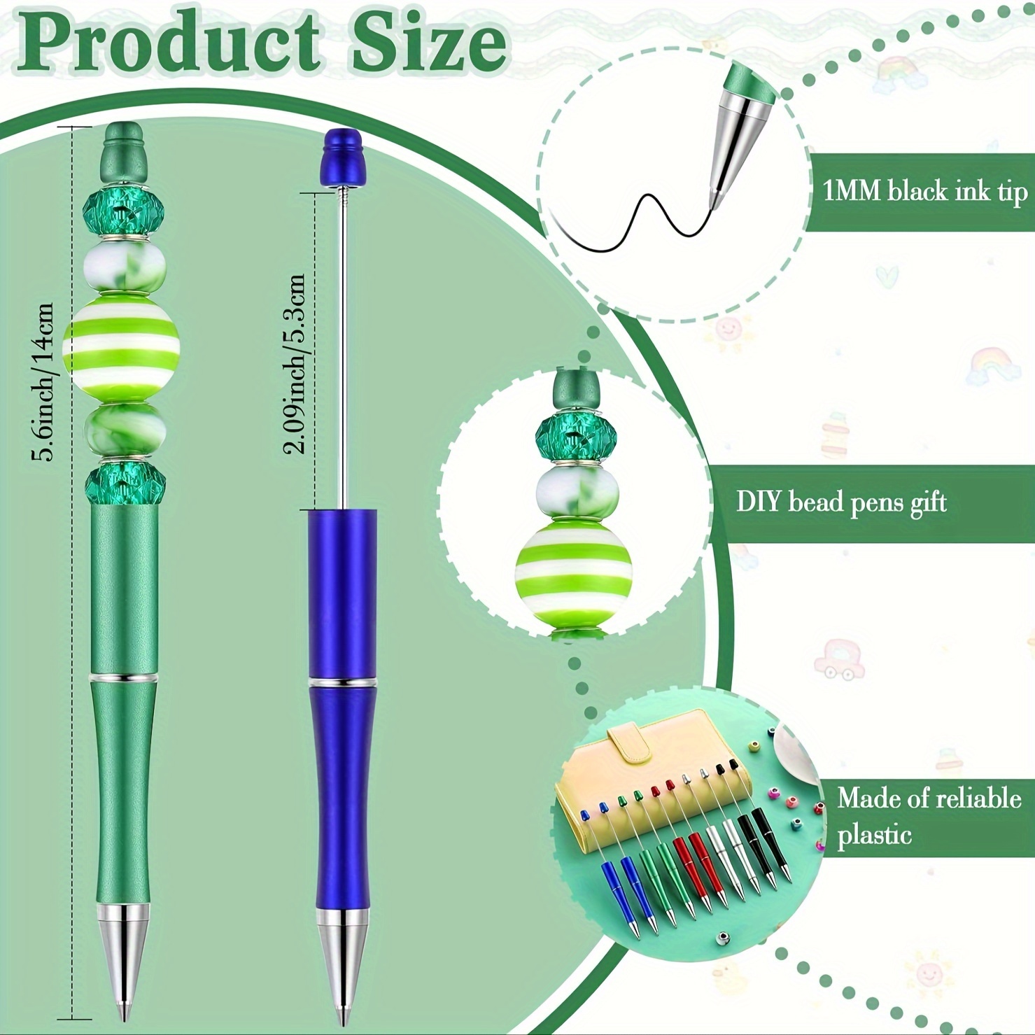 Plastic Beadable Pen Bead Ballpoint Pen Assorted Bead Pen - Temu