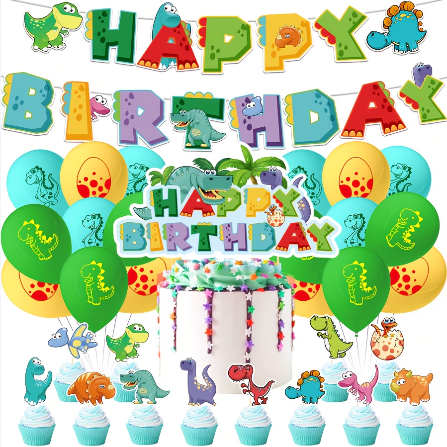 26pcs Tema Cumpleaños Dinosaurio Digital Verde Decoración - Temu Spain