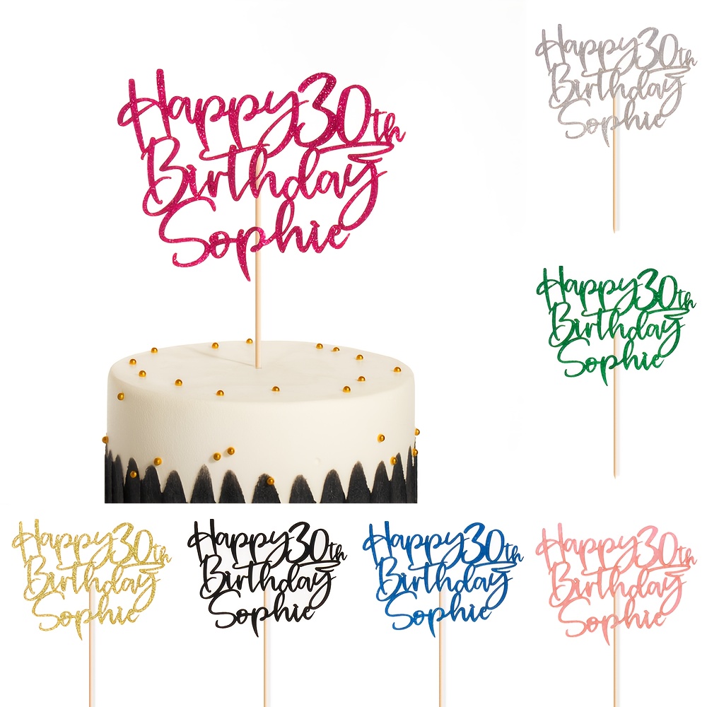 1pc Personalized Birthday Cake Topper Glitter Paper Happy Birthday ...