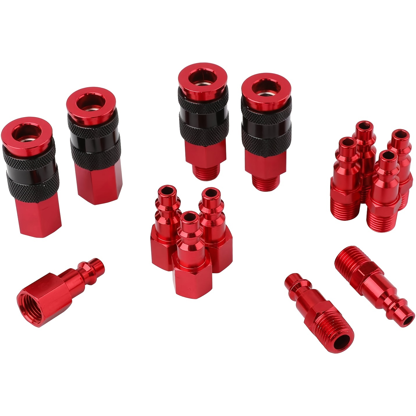 

Gajing 14pc Air Compressor Accessories Fittings Kit - 1/4" Thread Us Standard Aluminum Quick Connect Air Couplers & Plugs With Rust Resistant, Industrial Type I/m, No Assembly Needed For Construction