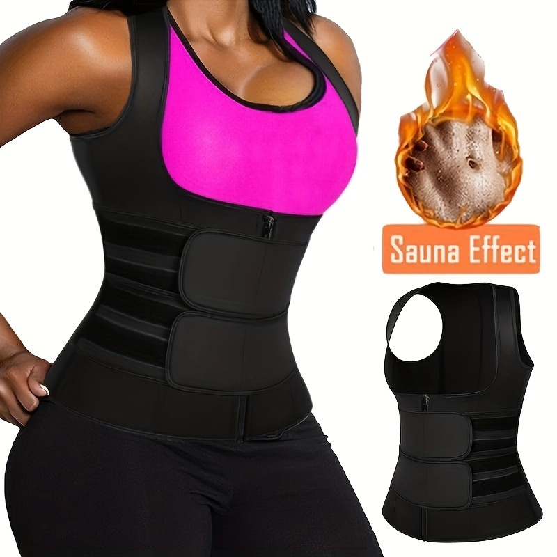 Women's Sauna Effect Suit Waist Trainer Vest Zipper Slimming