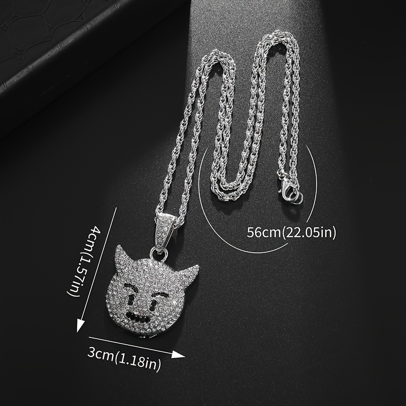 Exquisite Inlaid Cubic Zirconia Little Devil Pendant Necklace, Unisex