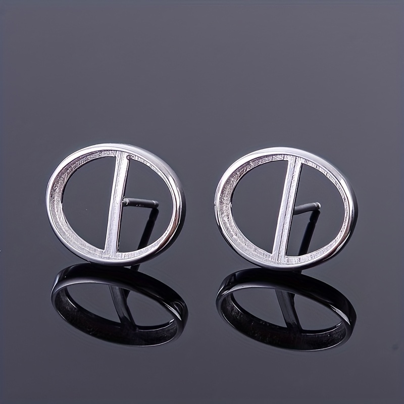 925 Silver Oval Bezel Diamond Prong Stud Earring Settings