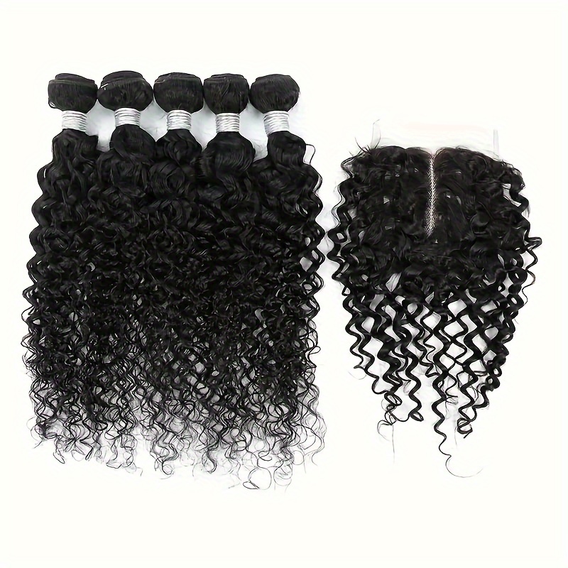 

Human Hair Kinky Curly Bundles With 4x4 T Part Lace Closure Brazilian Virgin Hair Natural Color Packet Hair 5 Bundles With Closure Perfect For