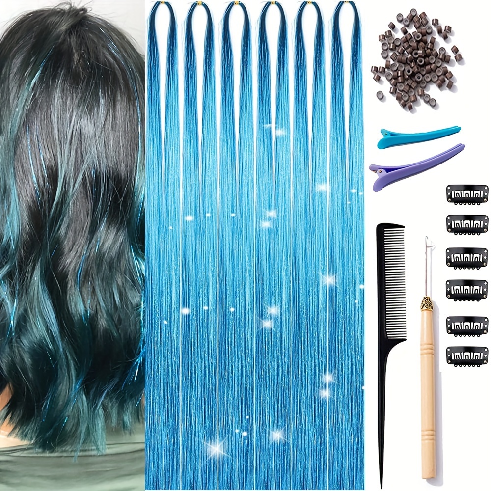 Hair Tinsel Kit With Tools Fairy Hair Tinsel Hair Extensions - Temu Japan