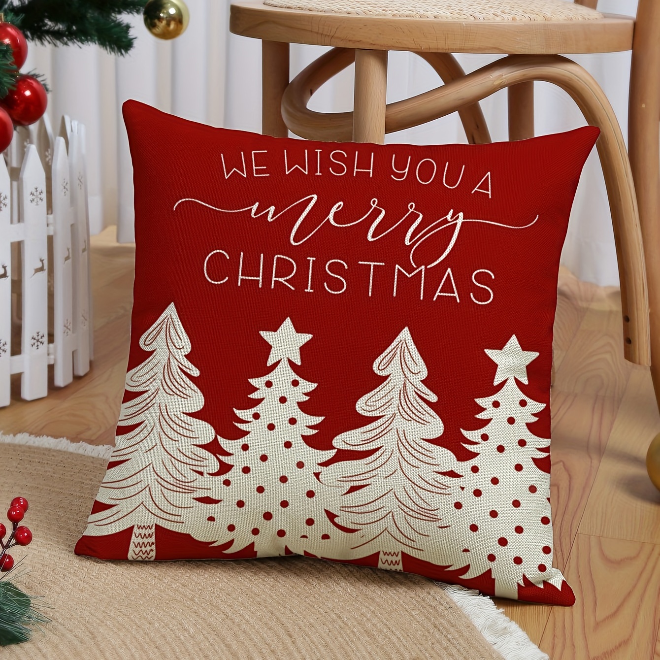 Christmas Pillow Cover, Red Christmas Cat Tree Winter Throw Pillows Xmas  Pillowcase Home Decor Living Room House Decorative Cushion Case For Sofa  Couch - Temu