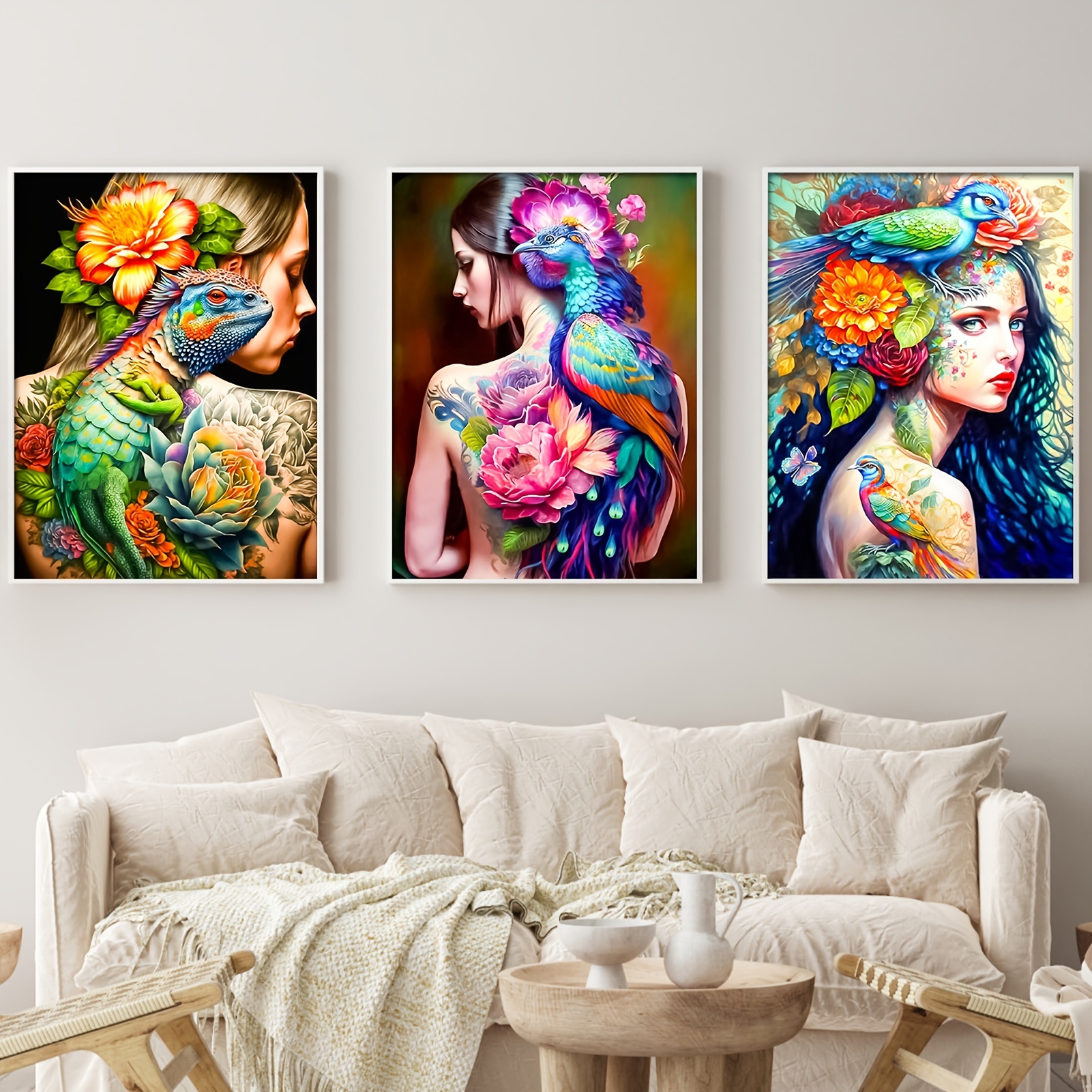  DIY Painting by Numbers for Adults,Women Tattoos Paint by  Number on Canvas Easy to Paint for Beginner Flower Tattoos Paint with  Pigment and Brushes Artwork for Home Decor Without Frame 16''X20'' 
