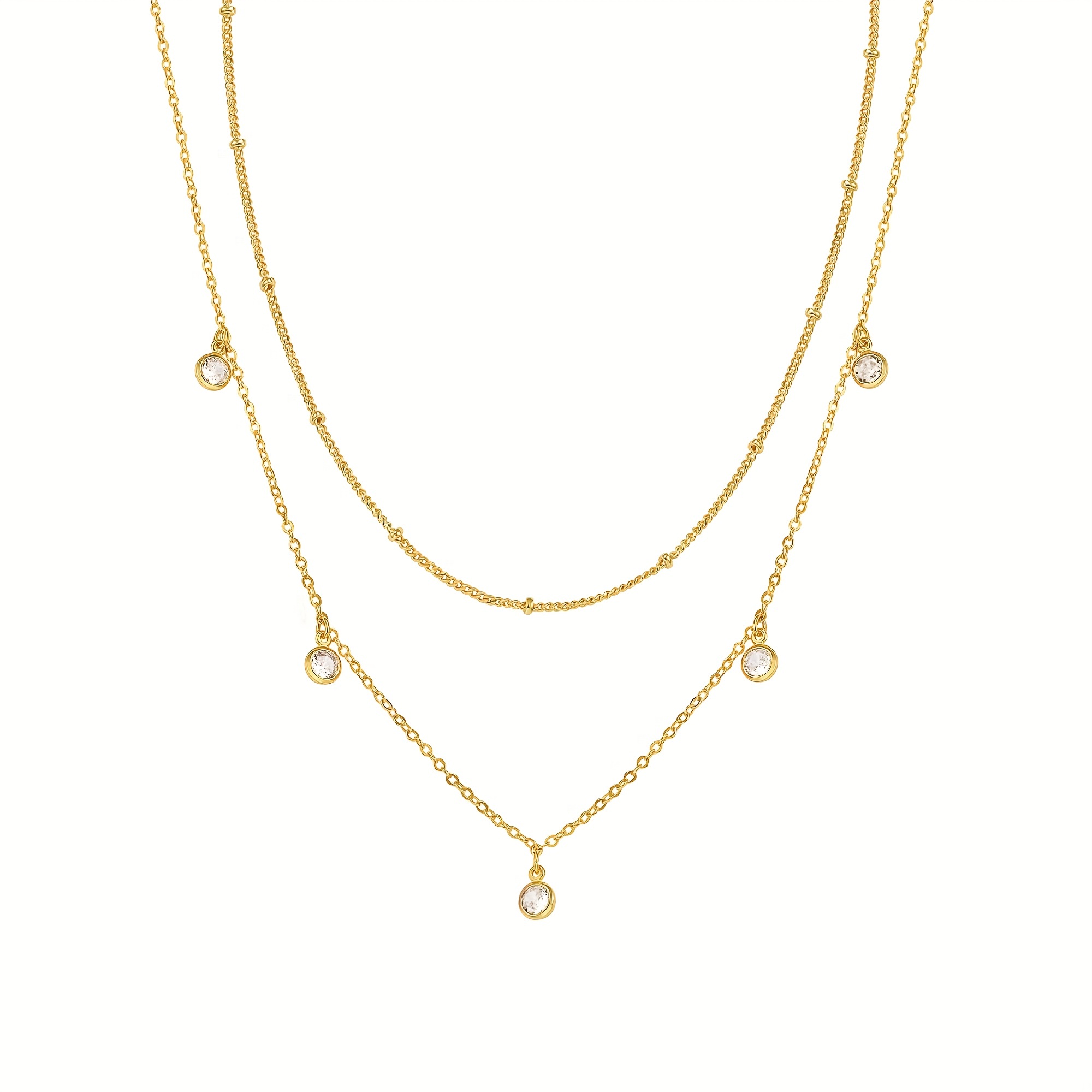 Stainless Steel with 18K Gold Plated Dainty Layering Necklaces for Women with Waterdrop Charms Pendant,Temu