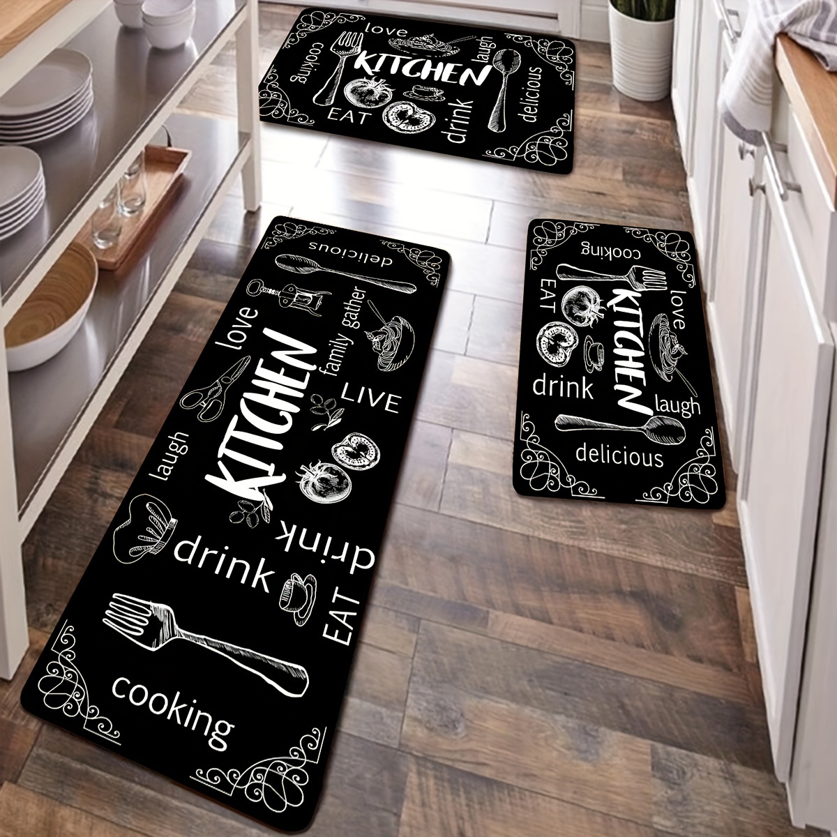 Tapete de cocina [2 piezas] acolchado antifatiga, impermeable,  antideslizante, ergonómico, cómodo, tapete de pie para cocina, suelo,  oficina