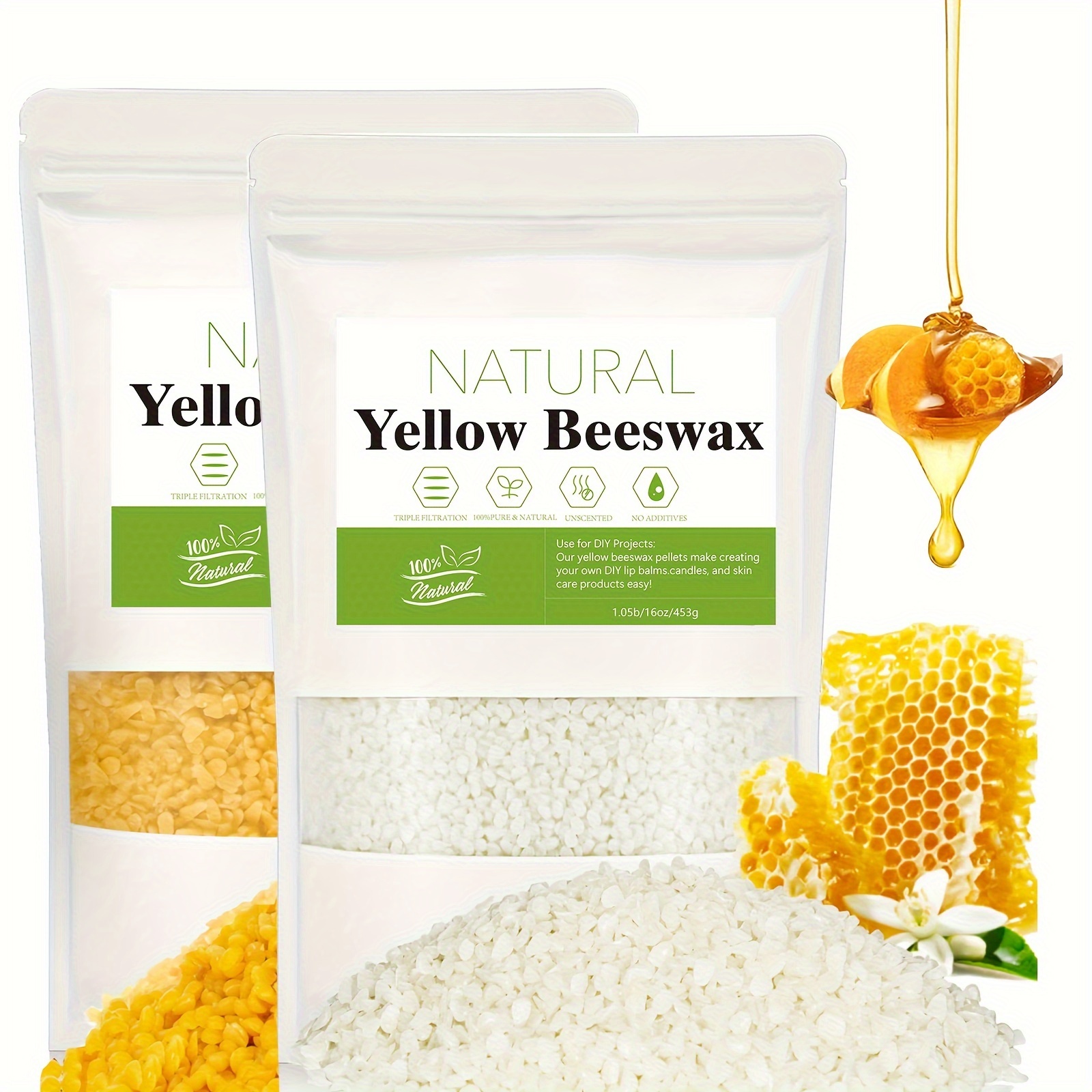1bag Natural Beeswax Pellets - Beeswax Pastilles Pure Bulk Bees