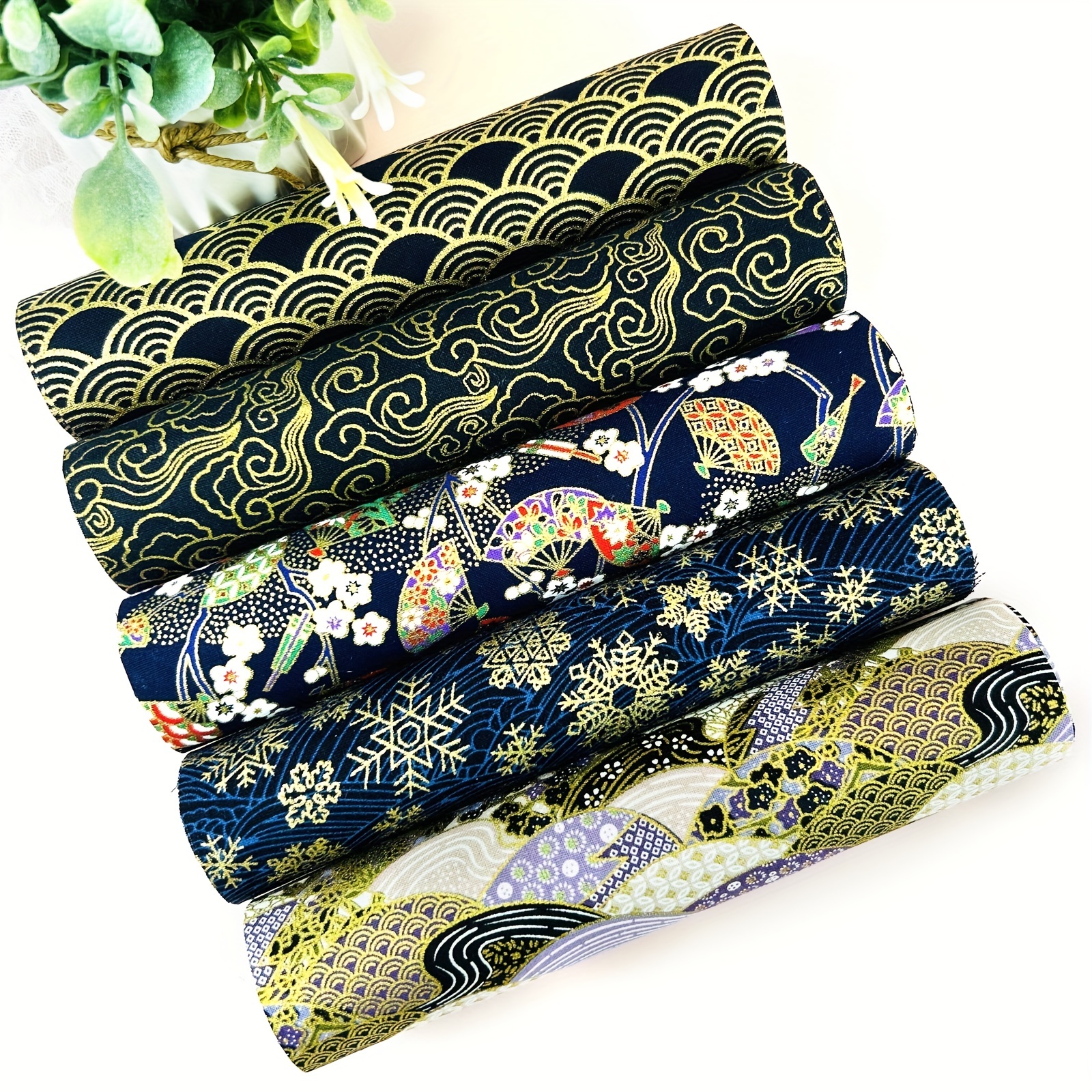 Telas Por Metro Japanese Handmade Diy Fabric Blue Bronzing Cotton Printed  Kimono Sewing - AliExpress