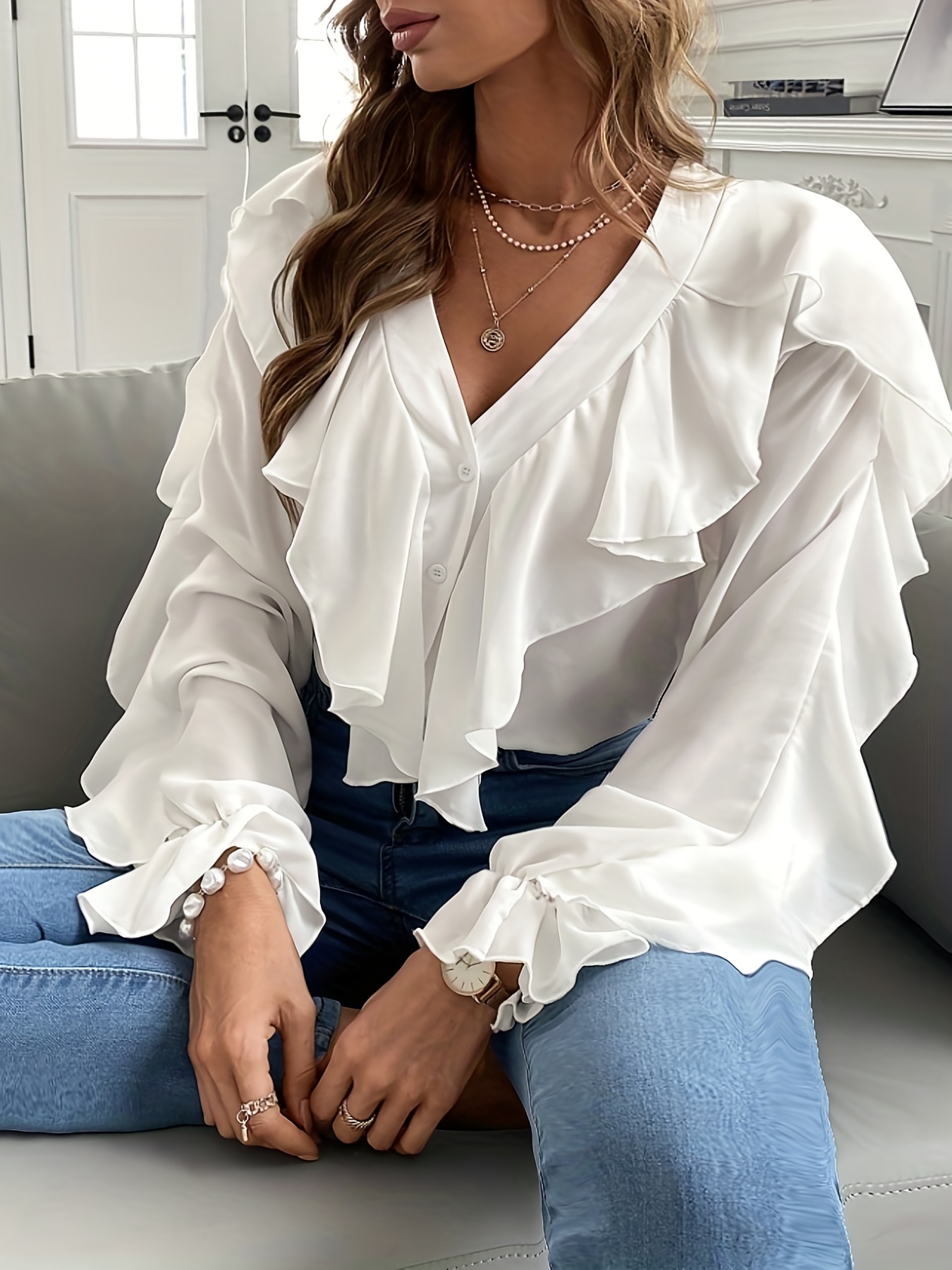 plus ruffle blouse