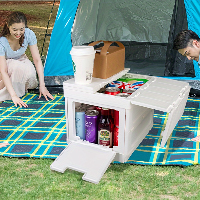  Camping Storage Box Wooden Storage Box,Multifunctional Folding  Organizer Storage Box with Raised Tabletop,Portable Outdoor Camping Picnic  Table with Storage Compartment for Outdoor Grocery Snacks Home : Home &  Kitchen