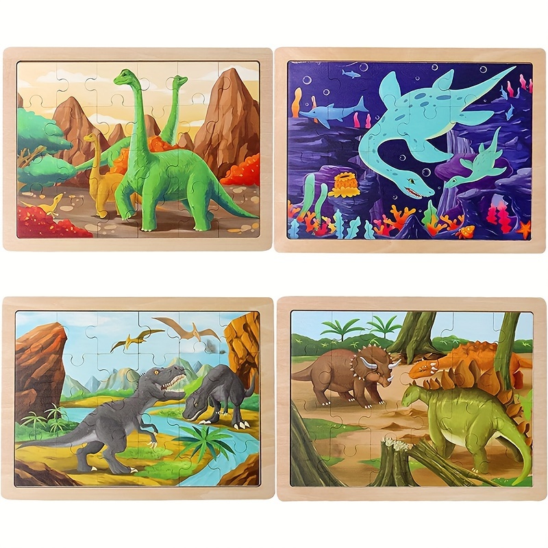 Puzzle en bois de dinosaure pour les enfants 2 3 4 ans filles ou garçons