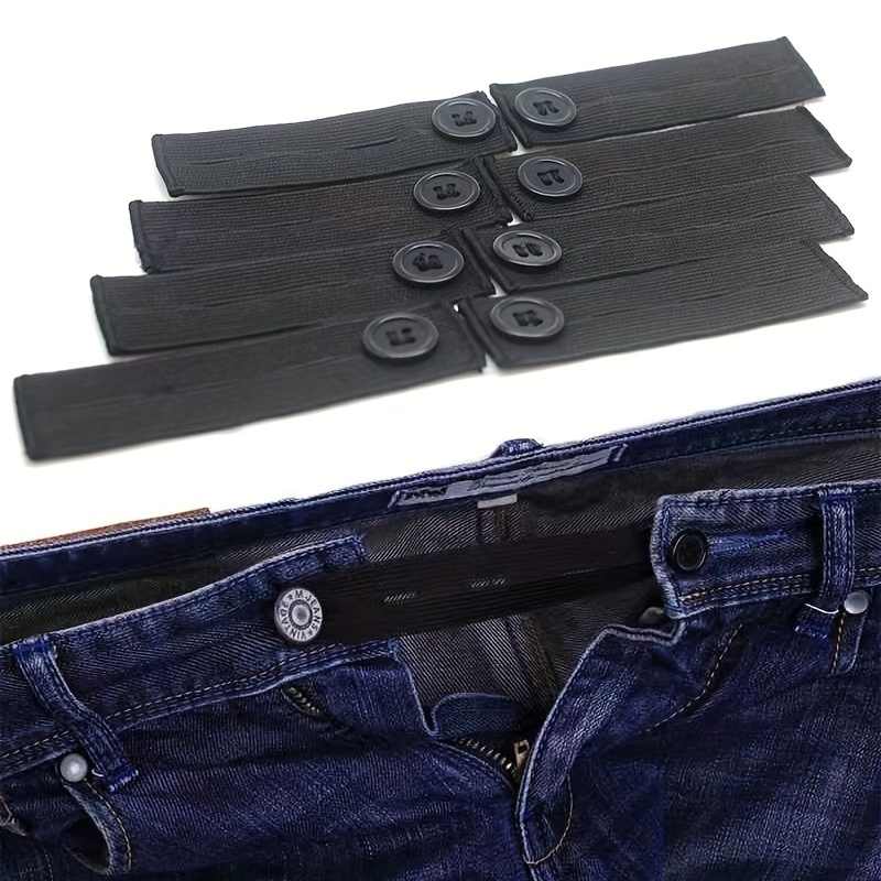 Black Elastic Waist Extenders Stretch Waist Belt For Jeans - Temu